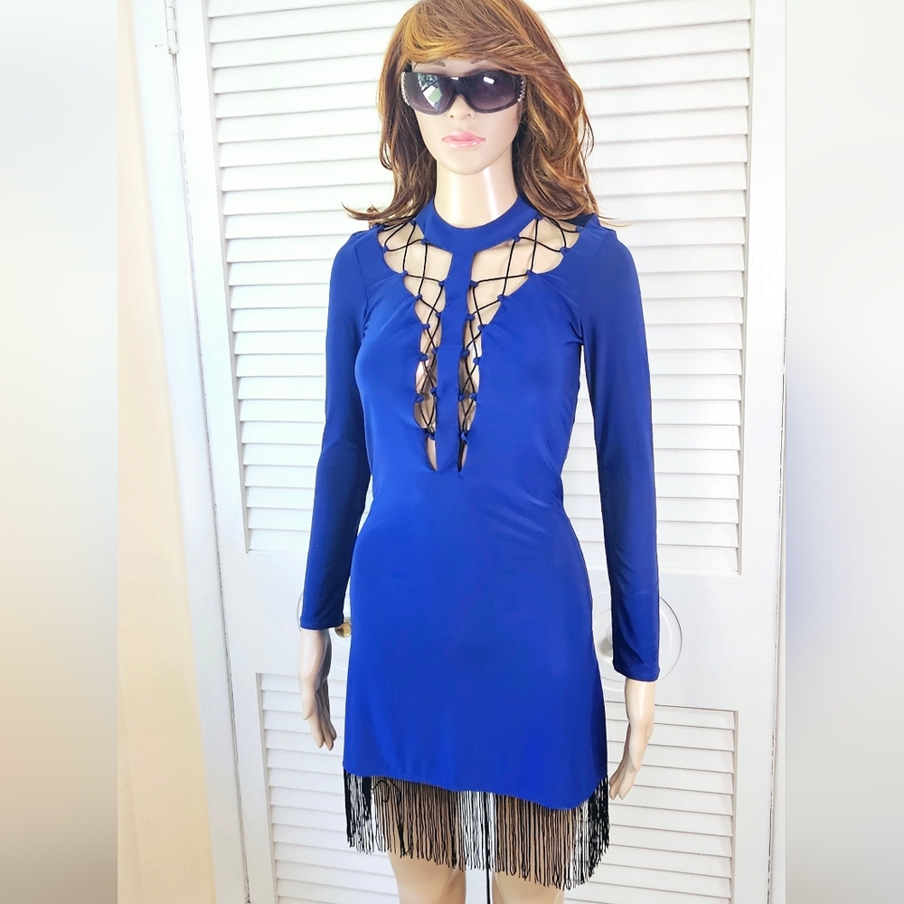 NWT✨High Collar Fringe Lace Up Dress